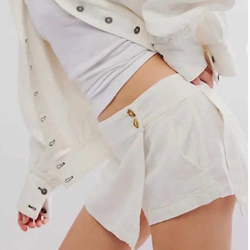Free People Women's Cream White Johana Linen Skort in Snowbell Size 4, NWT